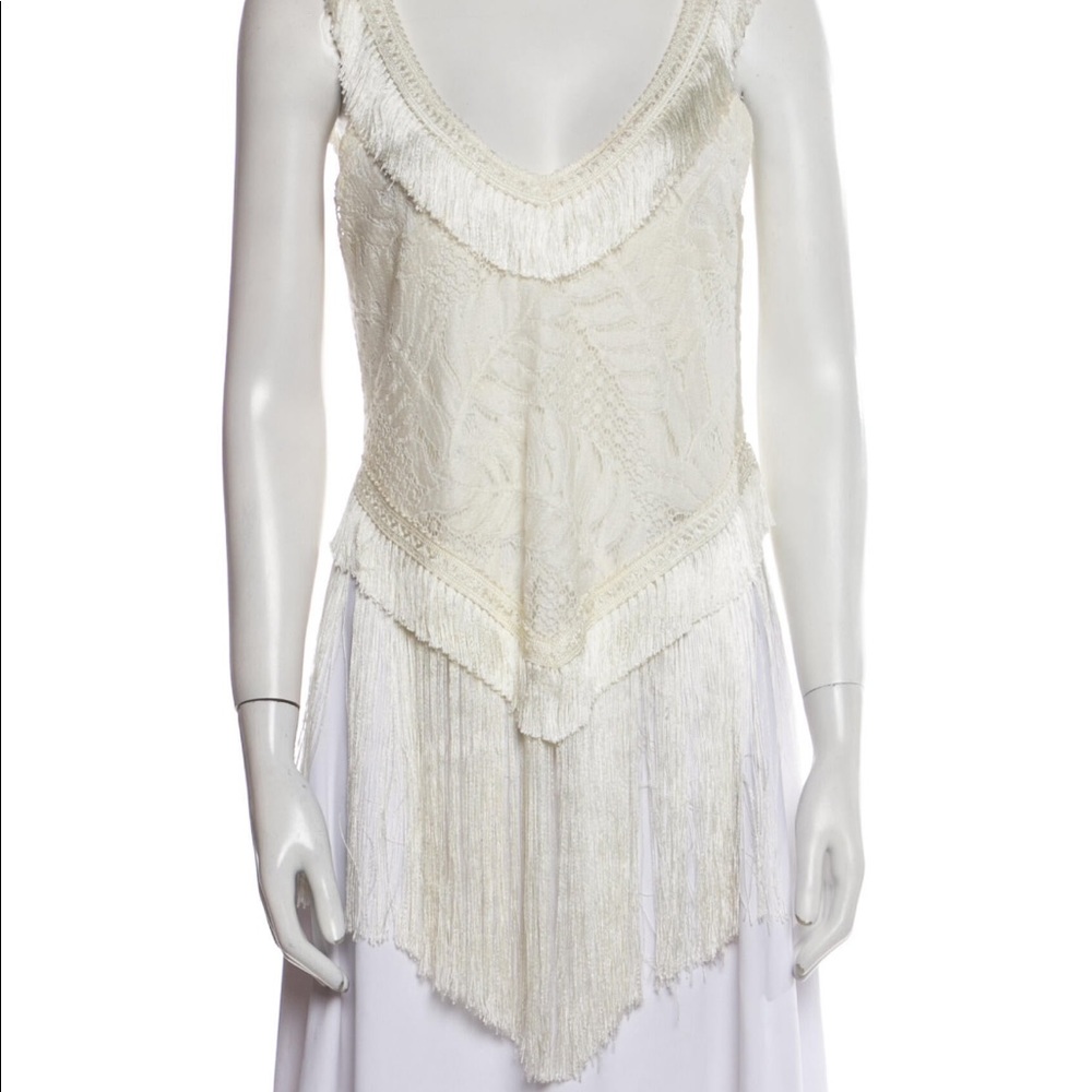 ALEXIS white fringe bridal top